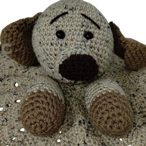 Crocheted Dog Lovey Blanket Handmade Style Puppy Plush Comfort Nursery Gift‎